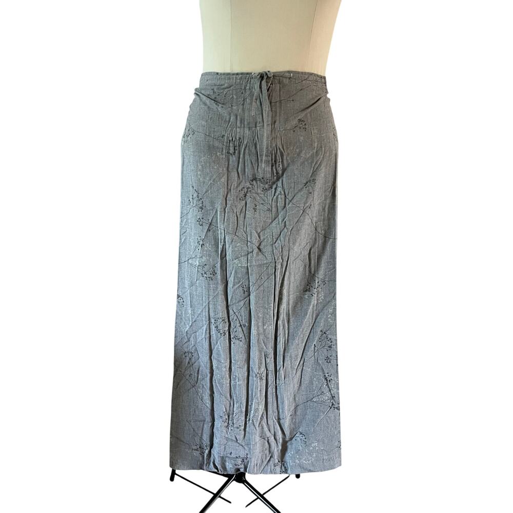 Y2K 2000s Grey Floral Print Plus Sz 3X Elastic Wast Whimsygoth Grunge